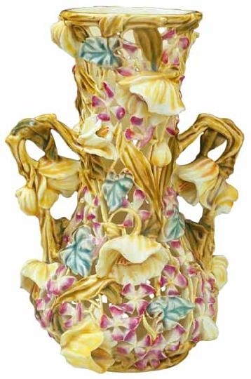 Zsolnay Historizáló váza a Mályva sorozatból, Zsolnay, 1891 körül