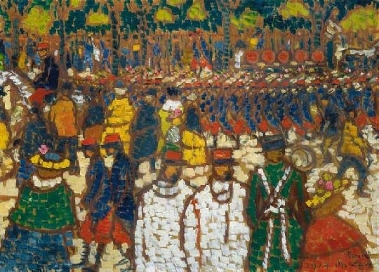 Rippl-Rónai József (1861-1927) Marching French soldiers, 1914