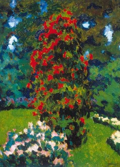 Balla Béla (1882-1965) Piros rózsabokor