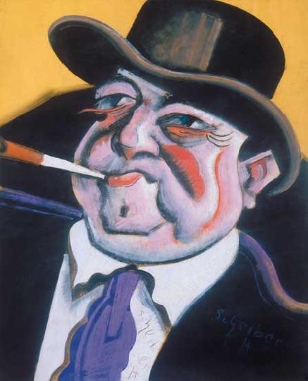 Scheiber Hugó (1873-1950) Self-portrait with purple tie, beginning of the 1930s