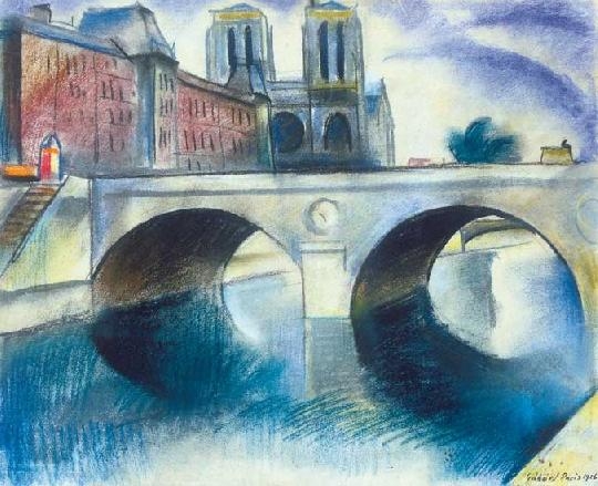 Gábor Jenő (1893-1968) The Pont-Neuf and the Notre-Dame, 1926