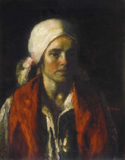 Koszta József (1861-1949) Kendős kislány, 1920 körül