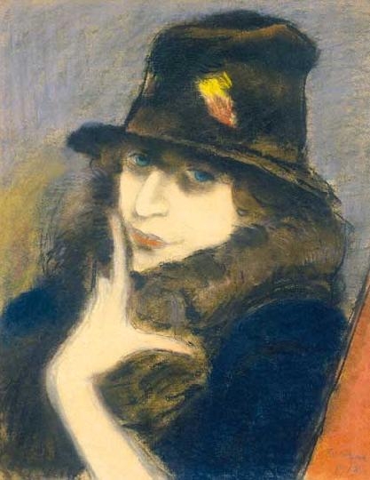 Rippl-Rónai József (1861-1927) Fekete kalapos nő, 1918