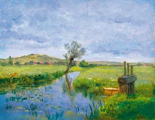 Deák Ébner Lajos (1850-1934) Landscape with lock