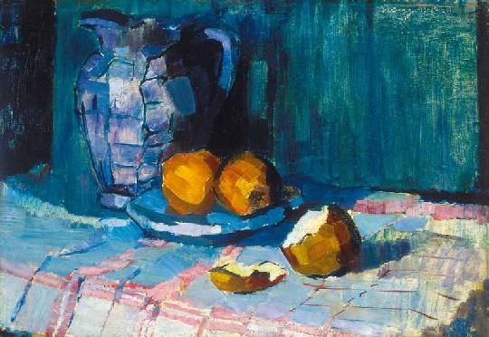 Nagy Oszkár (1883-1965) Still life with apple and jug, 1935