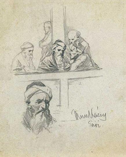 Munkácsy Mihály (1844-1900) Studies of heads, Life scene