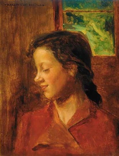 Karlovszky Bertalan (1858-1938) Little girl at the window