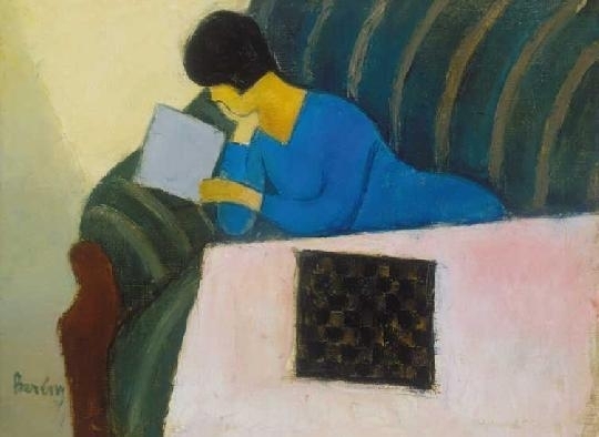 Berény Róbert (1887-1953) Olvasó nő sakktáblával, 1927-28 körül