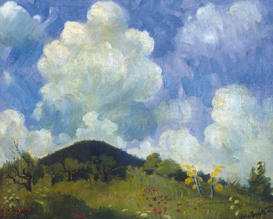 P. Kováts Ferenc (1911-1983) Landscape with hills, 1934