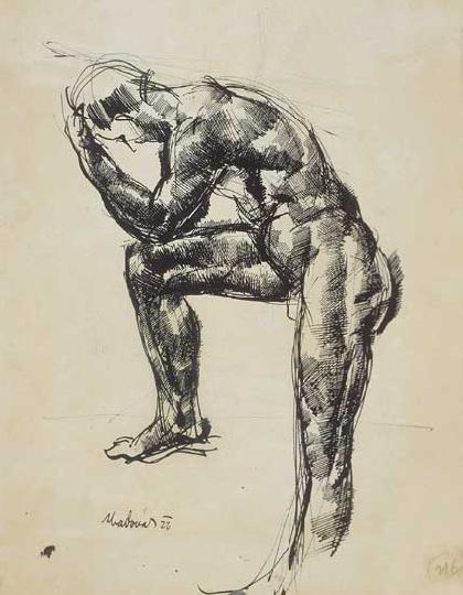 Aba-Novák Vilmos (1894-1941) Male nude, 1922