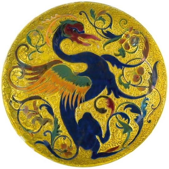 Zsolnay Ornamental plate with dragons, Zsolnay, around 1880