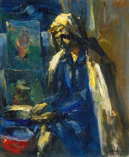 Holló László (1887-1976) Nő konyhában, 1948