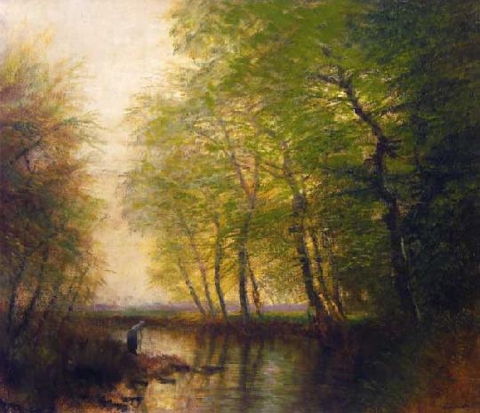 Mednyánszky László (1852-1919) Figure by the water, first half of the 1900s