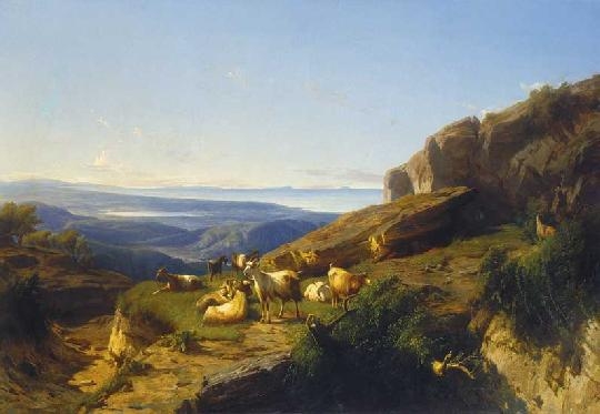 Markó András (1824-1895) Mountain landscape with goats, 1863