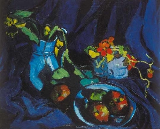 Bertalan Albert (1899-1957) Still life with flowers and fruits