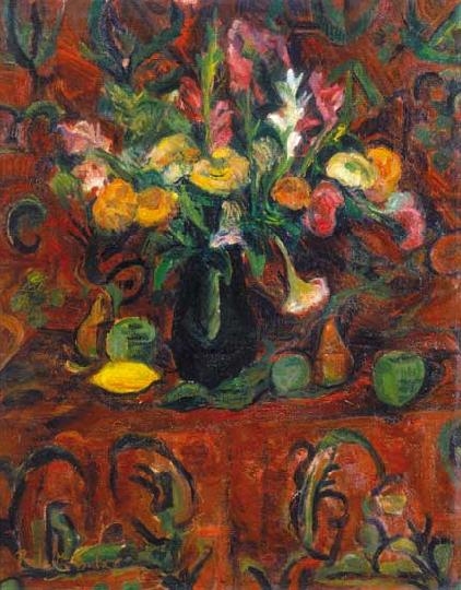 Perlrott-Csaba Vilmos (1880-1955) Virágcsendélet gyümölcsökkel