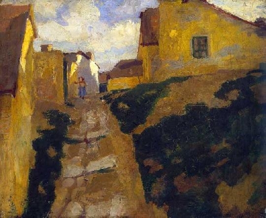 Fényes Adolf (1867-1945) Small-town street