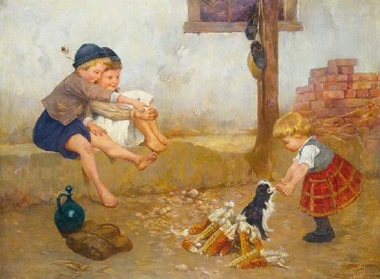 Peske Géza (1859-1934) Children playing