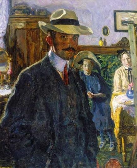 Perlmutter Izsák (1866-1932) Self-portrait in a hat