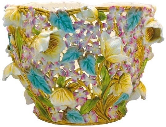 Zsolnay Flower pot from the mauve-series, Zsolnay, 1892 Design: Tádé Sikorski