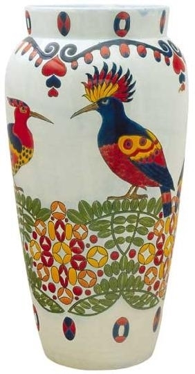Zsolnay Vase with exotic bird figures, Zsolnay, 1910s  Decoration design: presumably Tádé Sikorski, 1913