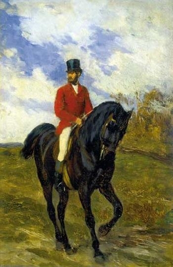 Pállik Béla (1845-1908) Portrait of Count Gyula Andrássy with horse