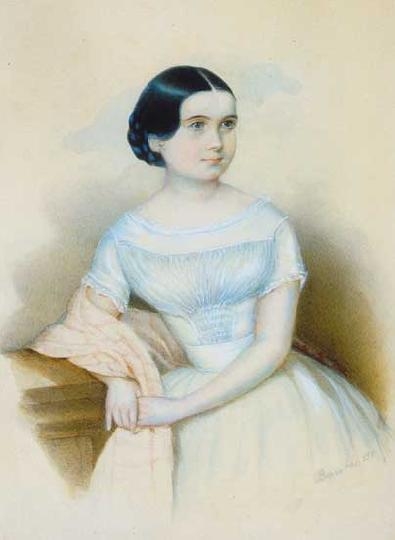 Barabás Miklós (1810-1898) Lányka rózsaszín stólával, 1851