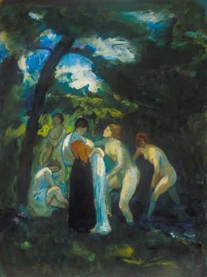 Iványi Grünwald Béla (1867-1940) Bathing women in landscape, 1914