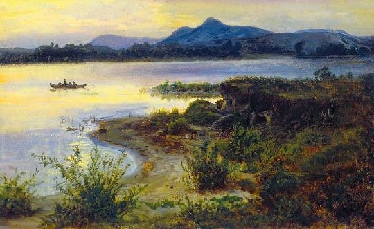 Brodszky Sándor (1819-1901) Landscape at Lake Balaton