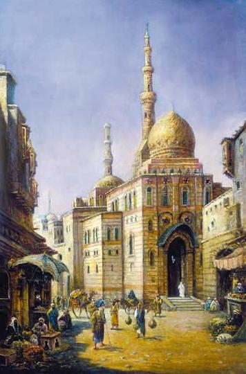 Tornai Gyula (1851-1928) Istambul city scene with minaret