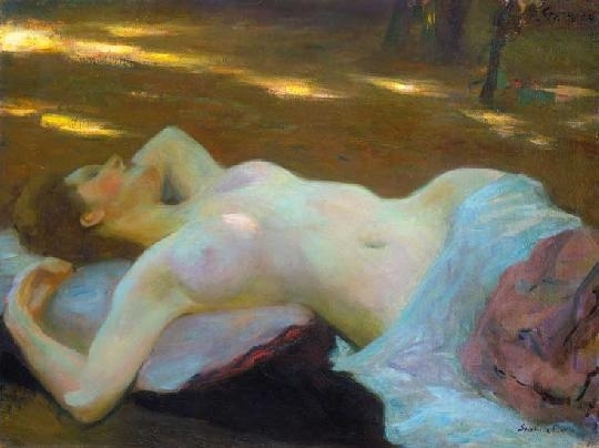 Strobentz Frigyes (1856-1929) Female nude, 1904