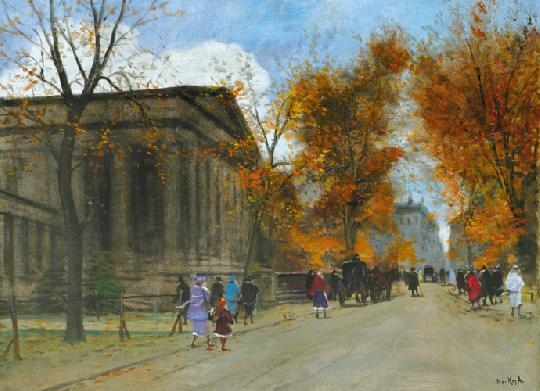 Berkes Antal (1874-1938) Autumnal line of trees
