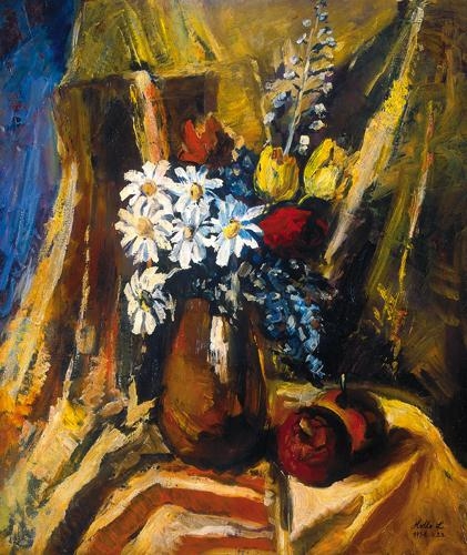 Holló László (1887-1976) Still life with daisies, 1964