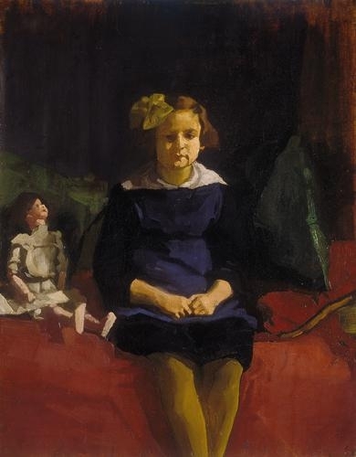 Farkas István (1887-1944) Little girl wearing a blue dress, 1920