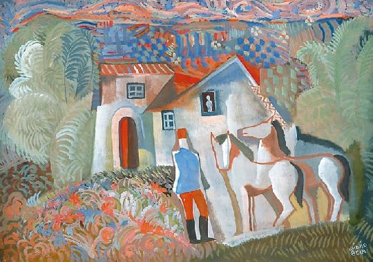 Kádár Béla (1877-1956) Huszár lovaival