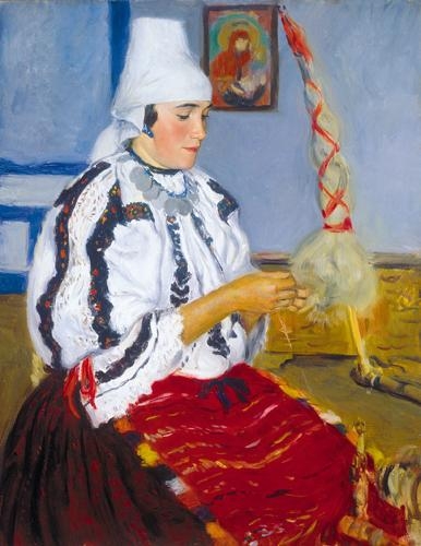 Glatz Oszkár (1872-1958) Wool-winding, 1930