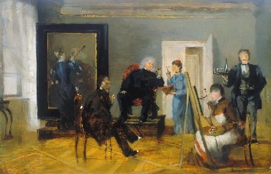 Bruck Lajos (1846-1910) Atelier scene