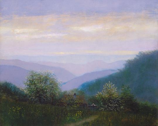 Mednyánszky László (1852-1919) Landscape with blooming trees
