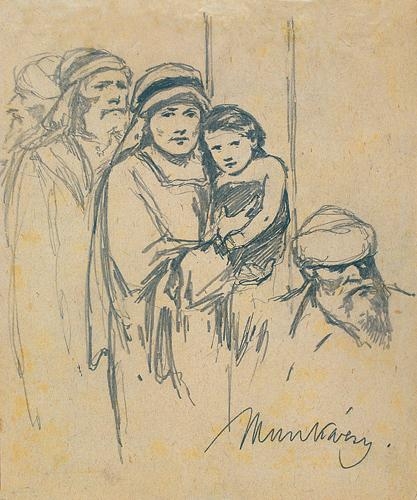 Munkácsy Mihály (1844-1900) Életkép (Csoporttanulmány a Krisztus Pilátus előtt című képhez)