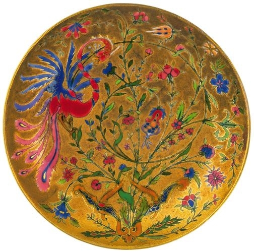 Zsolnay Ornamental plate with peacocks, Zsolnay, around 1880