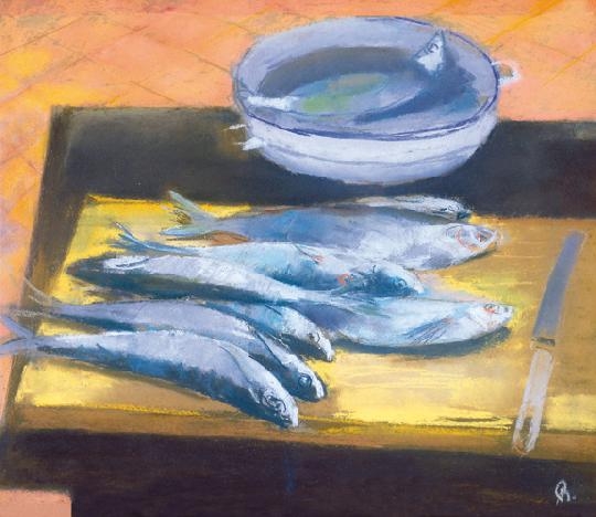 Bernáth Aurél (1895-1982) Fish (Still life with fish, Fish and plate, Fish still life, Fish with plate), 1947