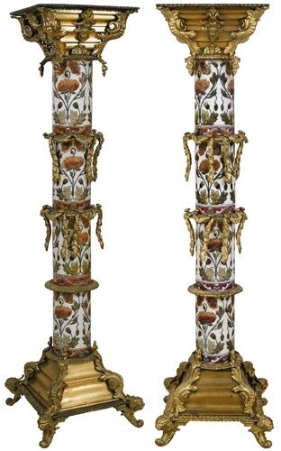 Zsolnay A pair of column bases, Zsolnay, around 1882