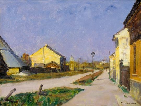 Ferenczy Valér (1885-1954) Street scene with yellow houses