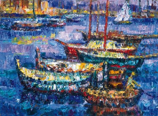 Vén Emil (1902-1984) Halászcsónakok (Kikötő)
