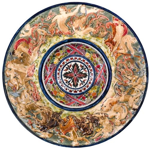 Zsolnay Wall-plate with allegorical representation, Zsolnay, 1880s