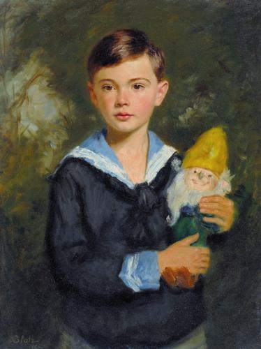 Glatz Oszkár (1872-1958) Little boy with an imp, 1926