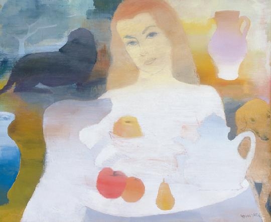Gyenes Gitta (1888-1960) Girl with fruits