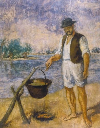 Szőnyi István (1894-1960) Stew-pot on the shore