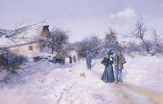 Neogrády Antal (1861-1942) Wintery walk
