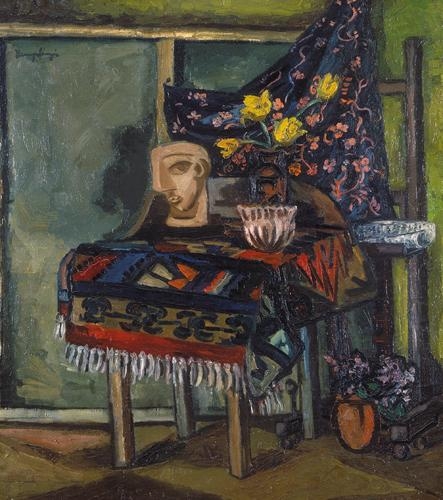Zemplényi Magda (1899-1965) Still life with a Picasso statuette